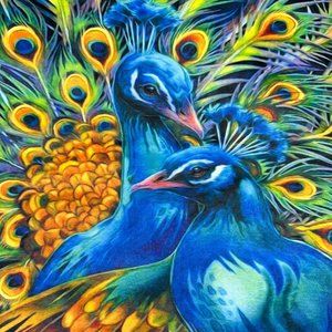 Unbranded 1 Peacock Pillowcase Cover Handmade Zip Closure Blue Yellow Home Decor